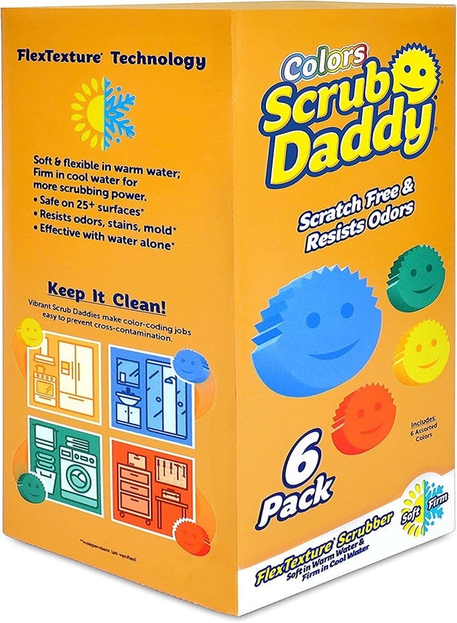 Scrub Daddy Sponge Set - Colors - Scratch-Free Scrubbers for Dishes and Home, Odor Resistant, Soft in Warm Water, Firm in Cold, Deep Cleaning, Dishwasher Safe, Multi-use, Functional (6 Count) - Image 1
